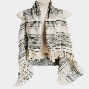 Womens fringe vest One Size Black Gray White